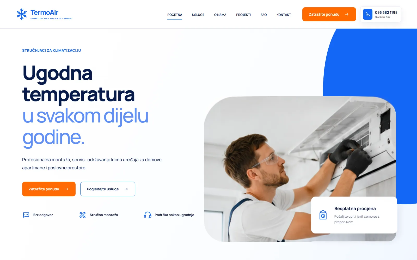 Hero screenshot web stranice TermoAir Dalmacija