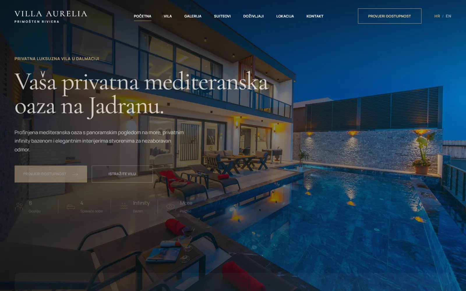 Hero screenshot web stranice Villa Aurelia